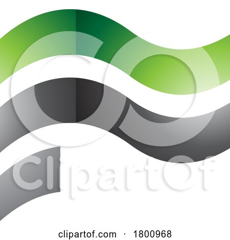 Green and Black Wavy Glossy Flag Shaped Letter F Icon by cidepix