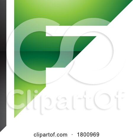 Green and Black Triangular Glossy Letter F Icon by cidepix