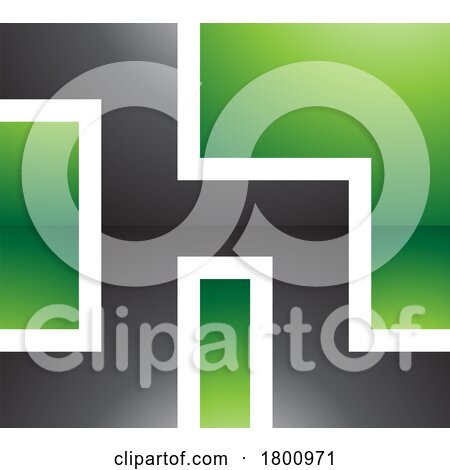 Green and Black Square Shaped Glossy Letter H Icon by cidepix