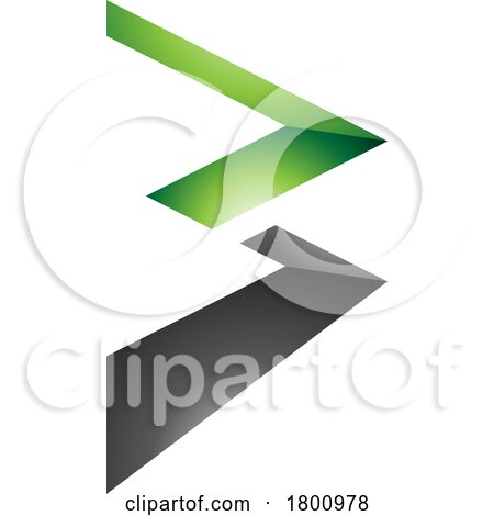 Green and Black Glossy Zigzag Shaped Letter B Icon by cidepix
