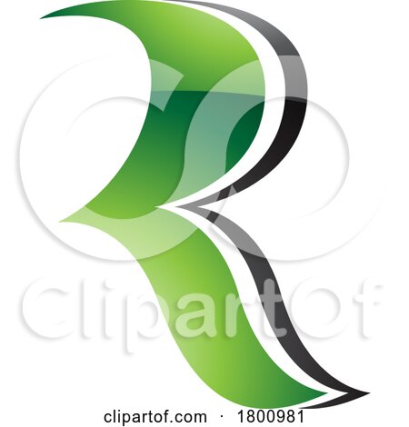 Green and Black Glossy Wavy Shaped Letter R Icon by cidepix