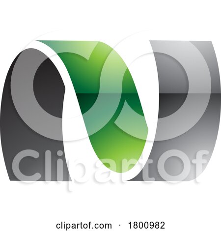 Green and Black Glossy Wavy Shaped Letter N Icon by cidepix