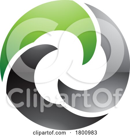 Green and Black Glossy Wave Shaped Letter O Icon by cidepix