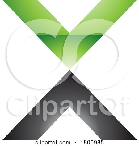 Green and Black Glossy V Shaped Letter X Icon by cidepix