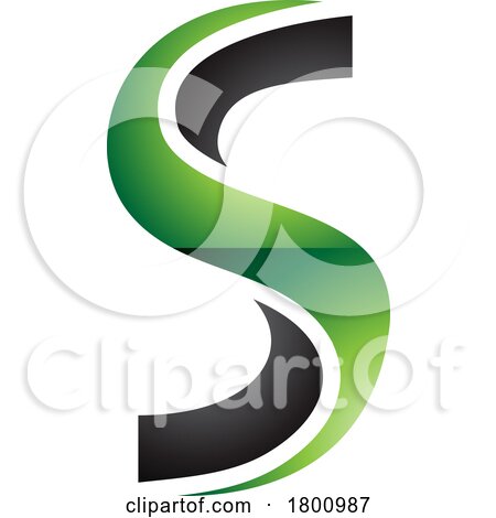 Green and Black Glossy Twisted Shaped Letter S Icon by cidepix
