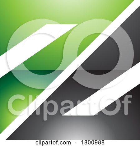 Green and Black Glossy Triangular Square Shaped Letter Z Icon by cidepix