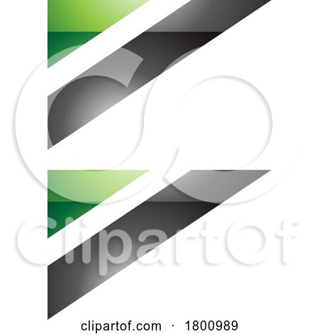Green and Black Glossy Triangular Flag Shaped Letter B Icon by cidepix