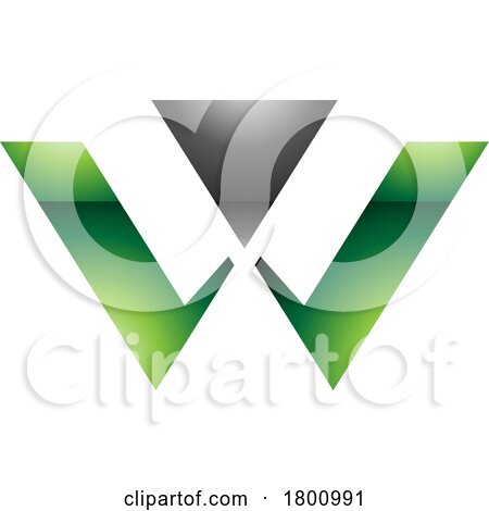 Green and Black Glossy Triangle Shaped Letter W Icon by cidepix