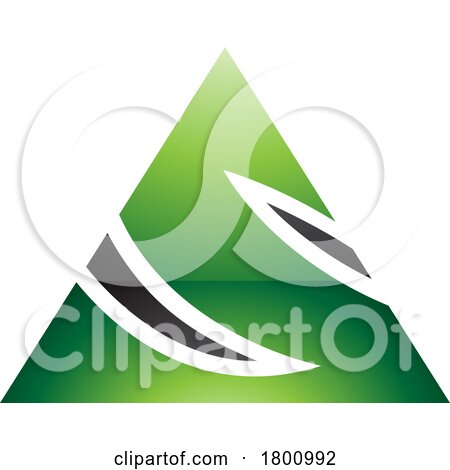 Green and Black Glossy Triangle Shaped Letter S Icon by cidepix