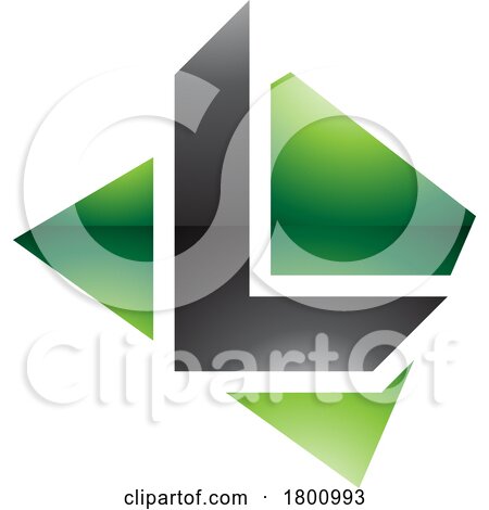 Green and Black Glossy Trapezium Shaped Letter L Icon by cidepix