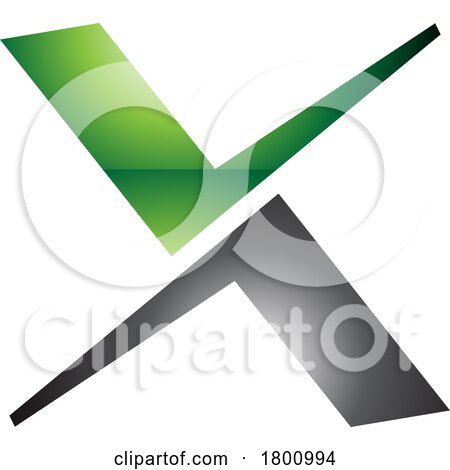 Green and Black Glossy Tick Shaped Letter X Icon by cidepix