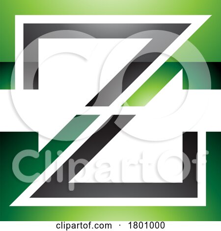 Green and Black Glossy Striped Shaped Letter Z Icon by cidepix