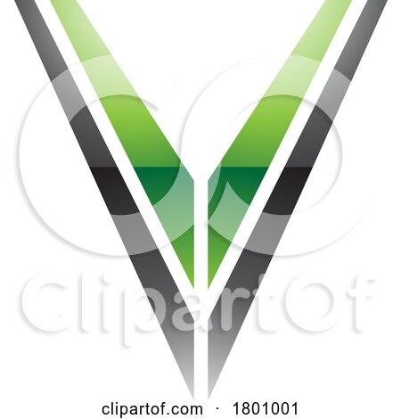 Green and Black Glossy Striped Shaped Letter V Icon by cidepix