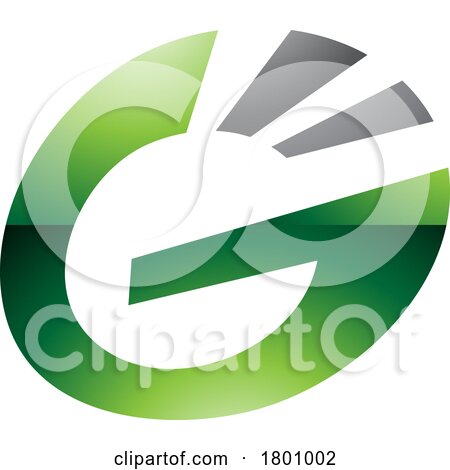 Green and Black Glossy Striped Oval Letter G Icon by cidepix
