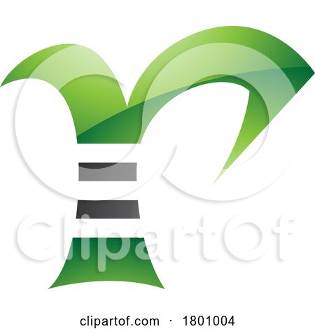 Green and Black Glossy Striped Letter R Icon by cidepix