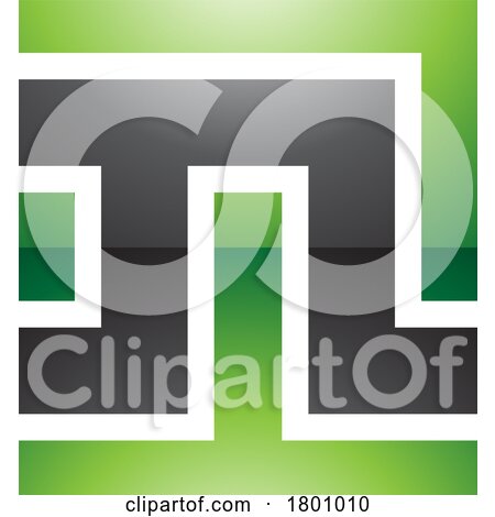 Green and Black Glossy Square Shaped Letter N Icon by cidepix
