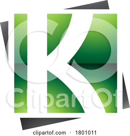 Green and Black Glossy Square Letter K Icon by cidepix