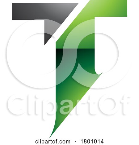 Green and Black Glossy Split Shaped Letter T Icon by cidepix