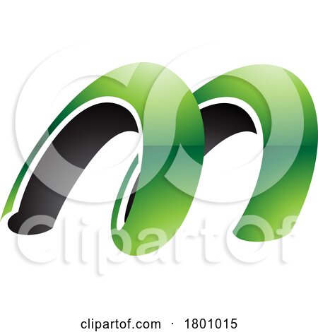 Green and Black Glossy Spring Shaped Letter M Icon by cidepix