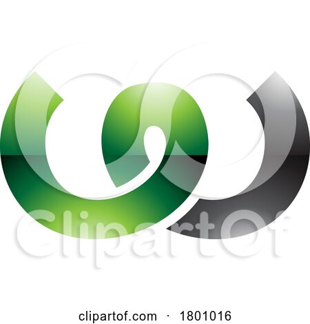 Green and Black Glossy Spring Shaped Letter W Icon by cidepix