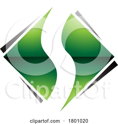 Green and Black Glossy Square Diamond Shaped Letter S Icon by cidepix