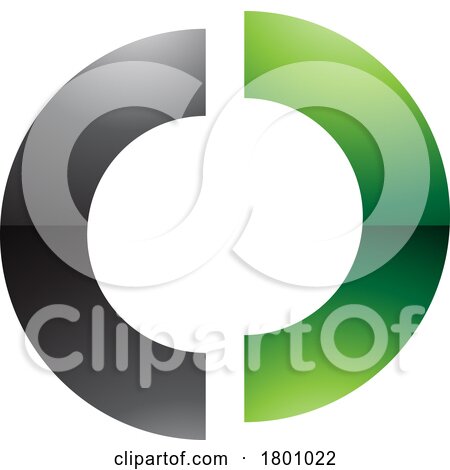 Green and Black Glossy Split Shaped Letter O Icon by cidepix