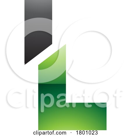 Green and Black Glossy Split Shaped Letter L Icon by cidepix
