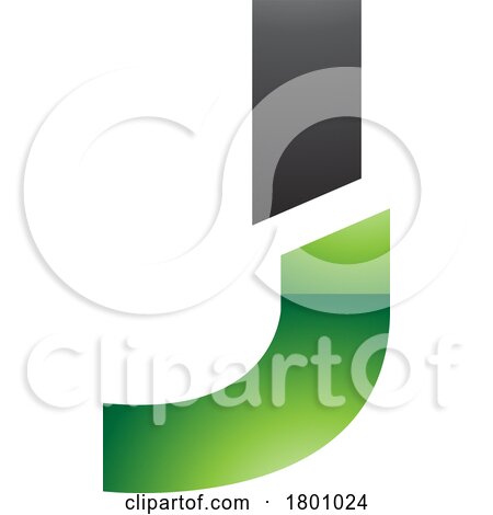 Green and Black Glossy Split Shaped Letter J Icon by cidepix