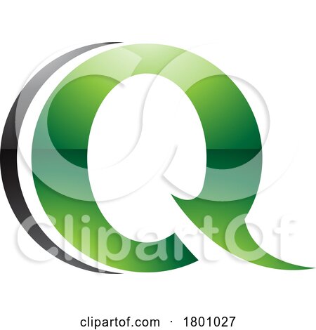 Green and Black Glossy Spiky Round Shaped Letter Q Icon by cidepix