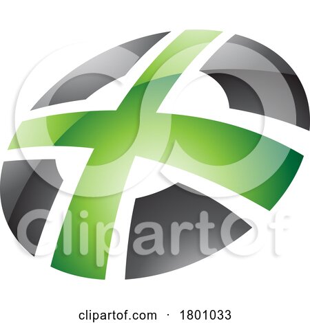 Green and Black Glossy Round Shaped Letter X Icon by cidepix