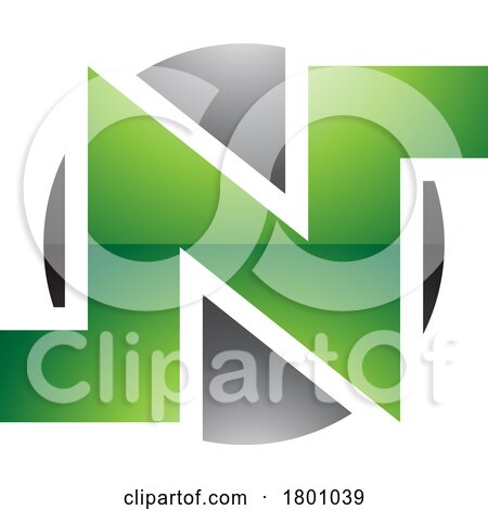 Green and Black Glossy Round Bold Letter N Icon by cidepix