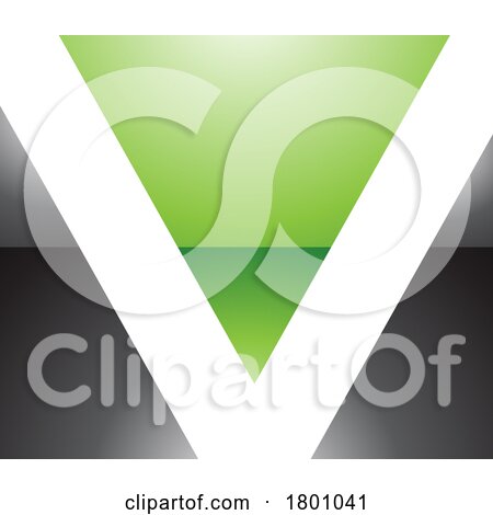 Green and Black Glossy Rectangular Shaped Letter V Icon by cidepix