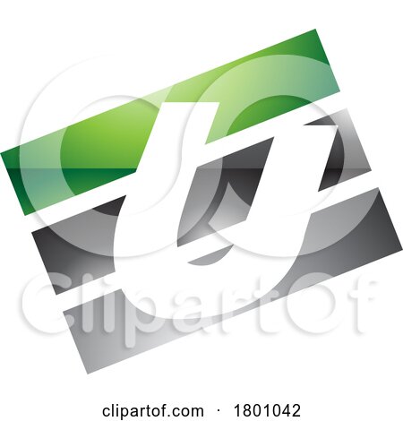 Green and Black Glossy Rectangular Shaped Letter U Icon by cidepix