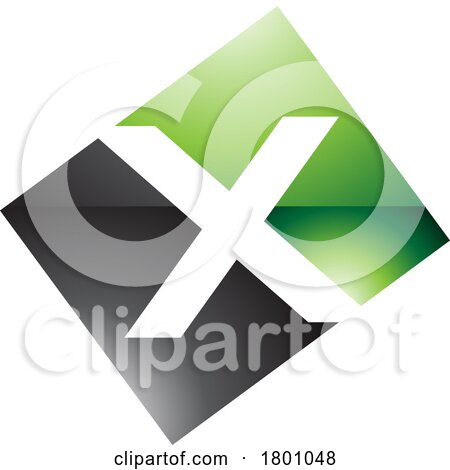 Green and Black Glossy Rectangle Shaped Letter X Icon by cidepix
