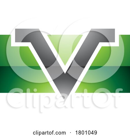 Green and Black Glossy Rectangle Shaped Letter V Icon by cidepix