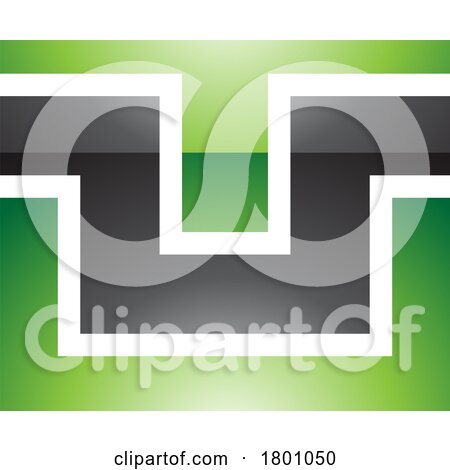 Green and Black Glossy Rectangle Shaped Letter U Icon by cidepix
