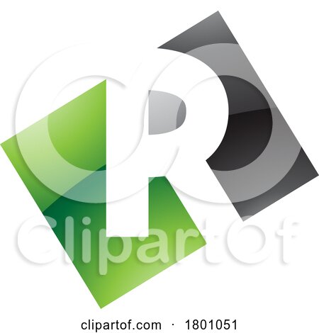 Green and Black Glossy Rectangle Shaped Letter R Icon by cidepix