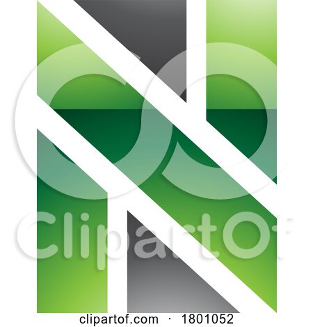 Green and Black Glossy Rectangle Shaped Letter N Icon by cidepix