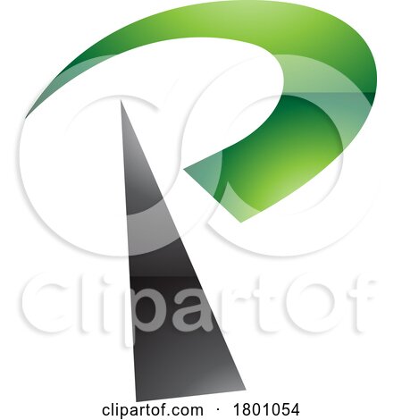 Green and Black Glossy Radio Tower Shaped Letter P Icon by cidepix