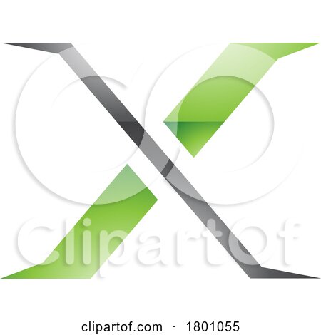 Green and Black Glossy Pointy Tipped Letter X Icon by cidepix
