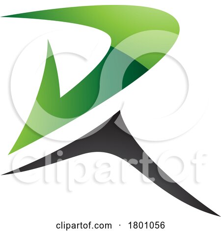 Green and Black Glossy Pointy Tipped Letter R Icon by cidepix