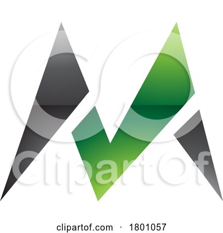 Green and Black Glossy Pointy Tipped Letter M Icon by cidepix