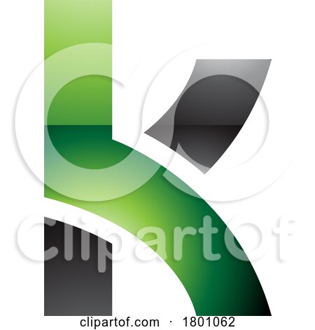 Green and Black Glossy Lowercase Letter K Icon with Overlapping Paths by cidepix