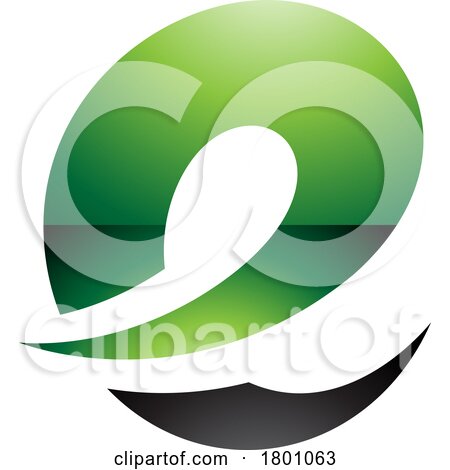 Green and Black Glossy Lowercase Letter E Icon with Soft Spiky Curves by cidepix
