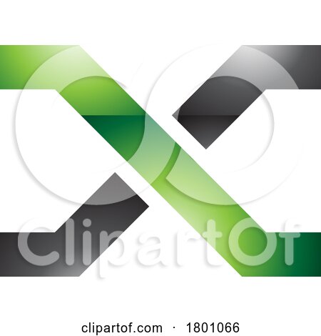 Green and Black Glossy Letter X Icon with Crossing Lines by cidepix