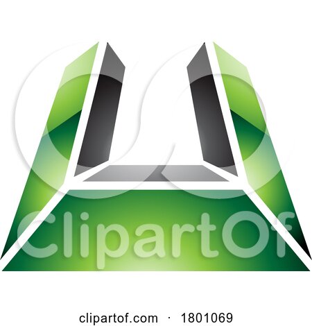 Green and Black Glossy Letter U Icon in Perspective by cidepix
