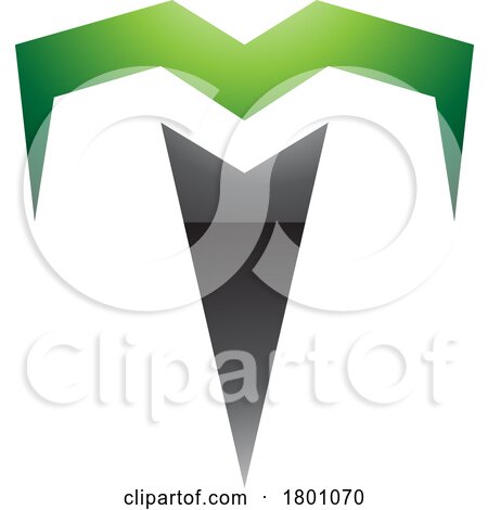 Green and Black Glossy Letter T Icon with Pointy Tips by cidepix