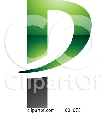 Green and Black Glossy Letter P Icon with a Pointy Tip by cidepix