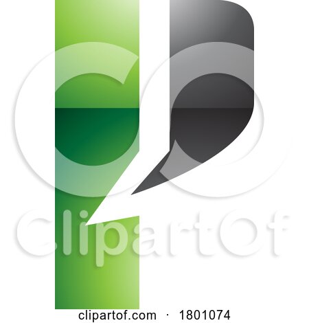 Green and Black Glossy Letter P Icon with a Bold Rectangle by cidepix