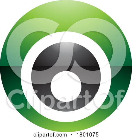 Green and Black Glossy Letter O Icon with Nested Circles by cidepix